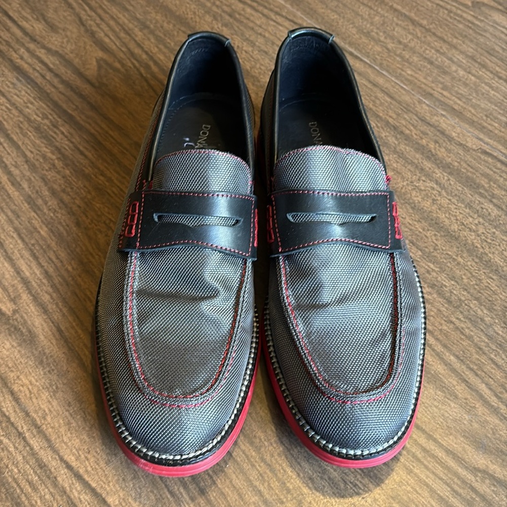 Donald J Pliner Size 9 Penny Loafers Gray Black Red Slip On Shoes